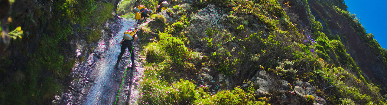 Canyoning in Madeira down the waterfall