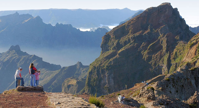Family seeing the Mountains and peaks