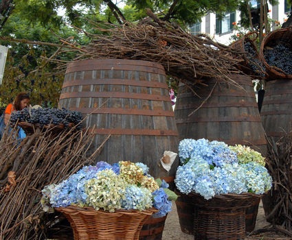 Decoration with flowers and Casks