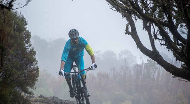 man in a bike in the forest