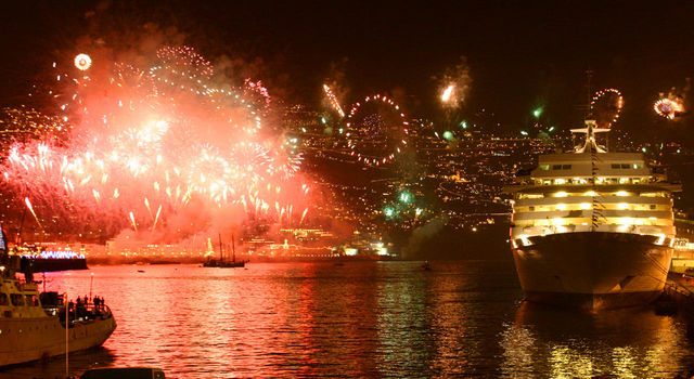 Firework at Funchal viewed from a ship