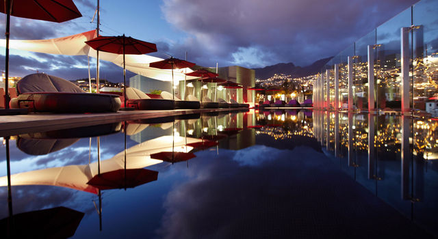 The Vine pool by night